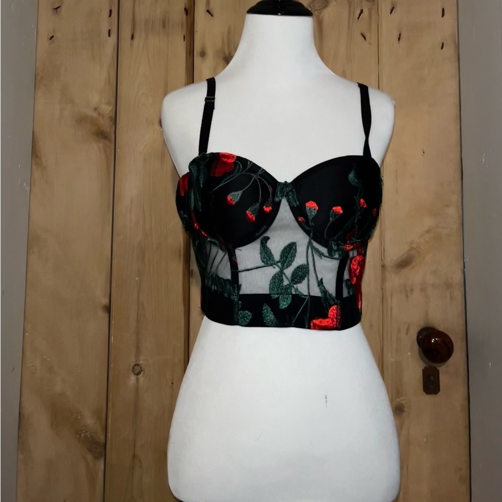 Jaggar and stone floral bustier crop-top
